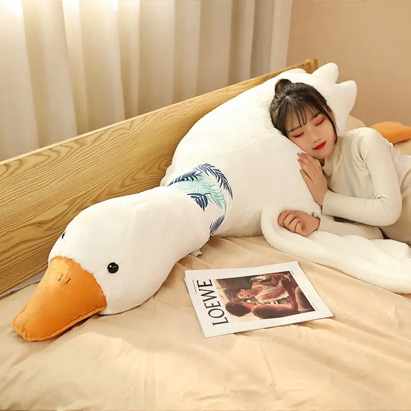Giant 50-160cm Fluffy Blue Scarf Duck Plush Toys Sleep Pillow Cute Animal Stuffed Swan Goose Dolls Floor Mat Girls Birthday Gift
