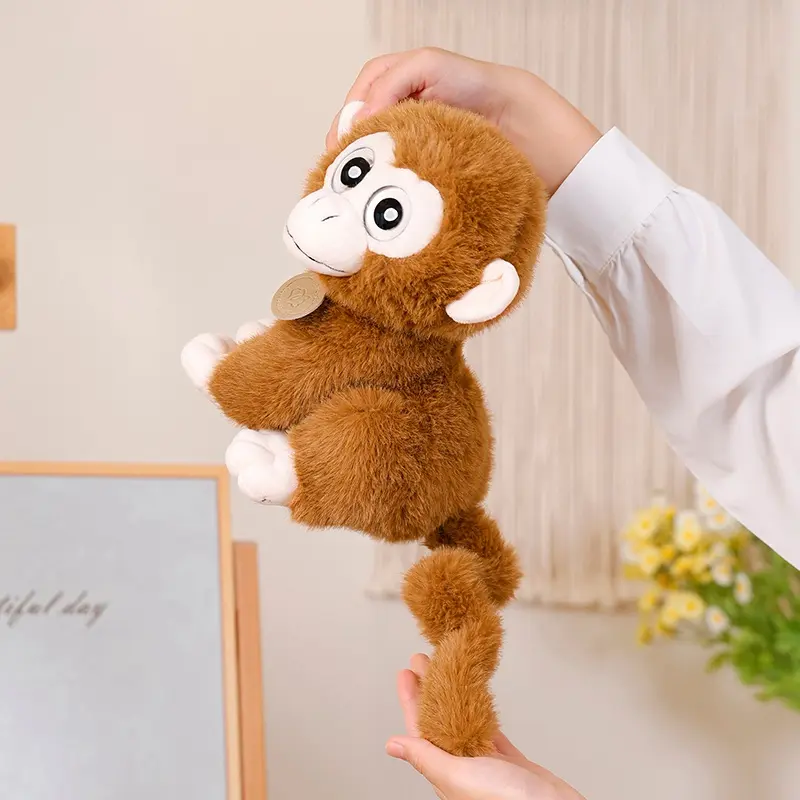 20cm/25cm Simulation Big-eyed Golden Monkey Plush Toy Soft Stuffed Long Tail Monkey Doll Birthday Gift For Children