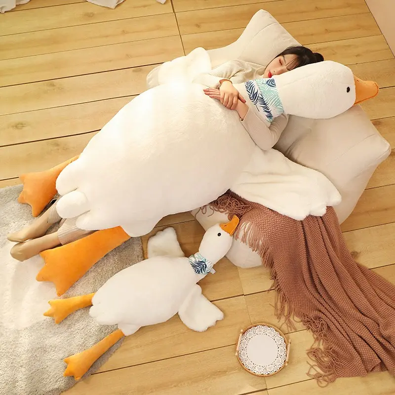 Giant 50-160cm Fluffy Blue Scarf Duck Plush Toys Sleep Pillow Cute Animal Stuffed Swan Goose Dolls Floor Mat Girls Birthday Gift
