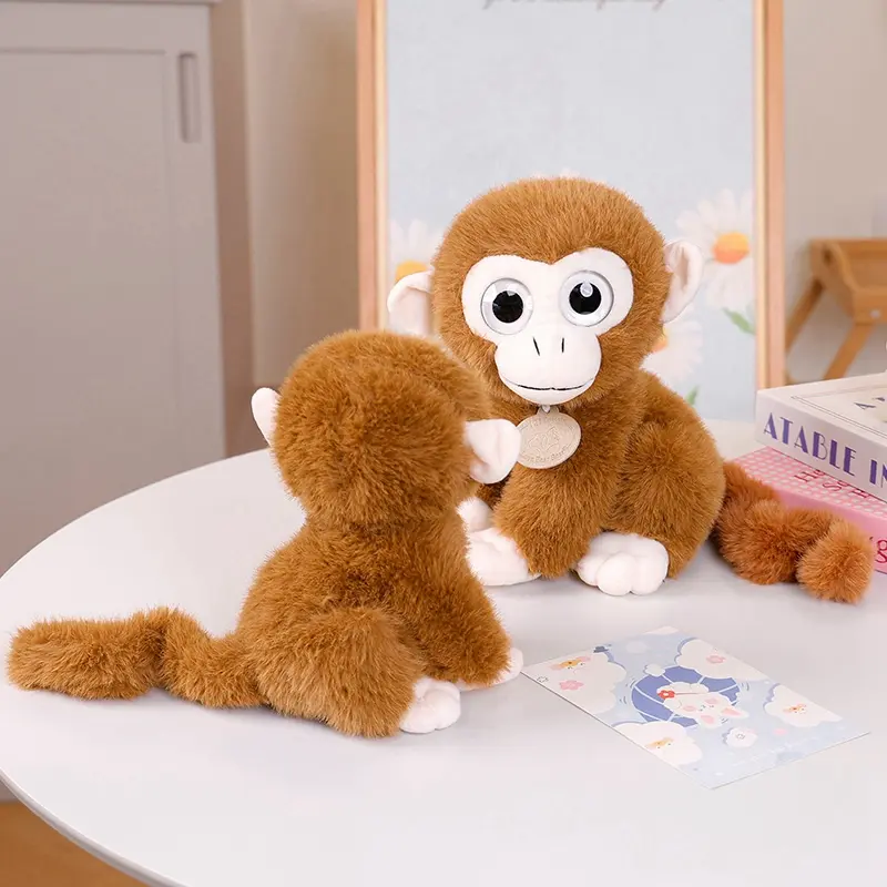 20cm/25cm Simulation Big-eyed Golden Monkey Plush Toy Soft Stuffed Long Tail Monkey Doll Birthday Gift For Children