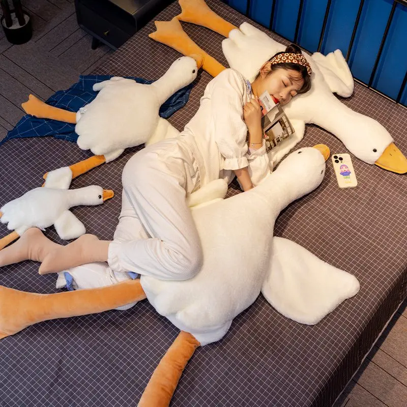 50cm-160cm Huge Cute Goose Plush Toys Big Duck Doll Soft Stuffed Animal Sleeping Long Pillow Cushion Christmas Gifts for Kids