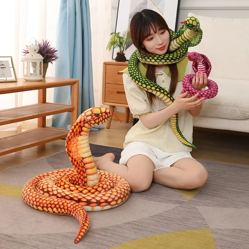 Simulation Desert King Cobra Realistic Stuffed Wild Animal Soft Snake Plush Toys Animal Zoo Souvenir Home Decor Christmas Gift