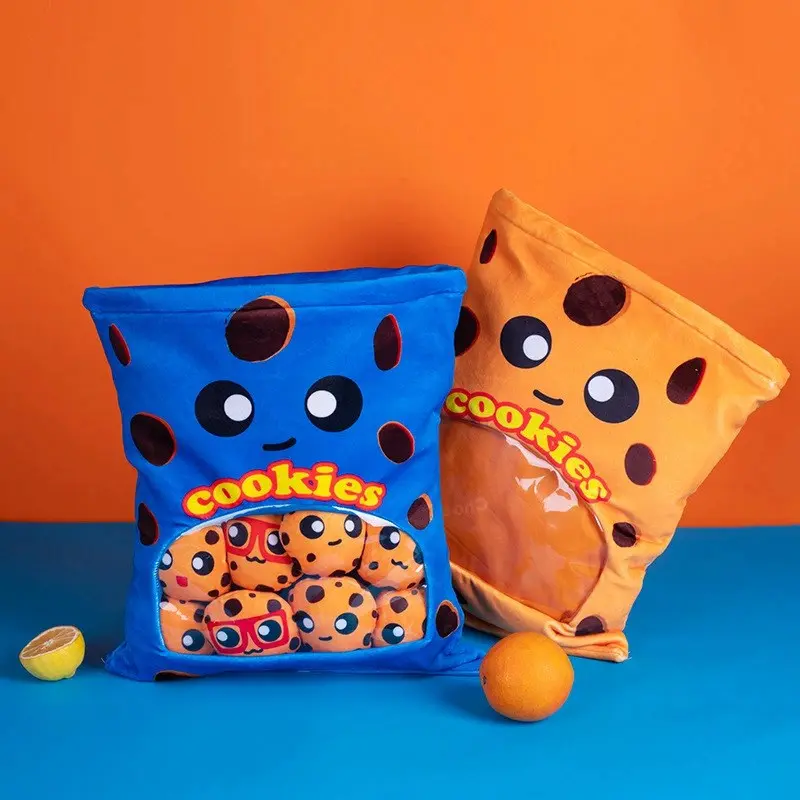A Plushie Bag Pudding Toys Kawaii Doughnut Bag Mini Capybara Balls French Fries Cookies Dolls Biscuit Snacks Food Pillow