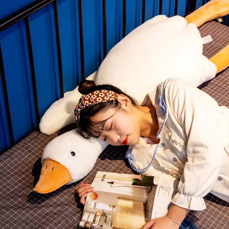 50cm-160cm Huge Cute Goose Plush Toys Big Duck Doll Soft Stuffed Animal Sleeping Long Pillow Cushion Christmas Gifts for Kids