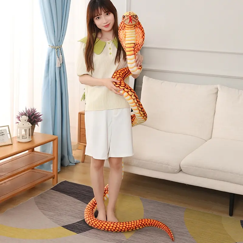 Simulation Desert King Cobra Realistic Stuffed Wild Animal Soft Snake Plush Toys Animal Zoo Souvenir Home Decor Christmas Gift