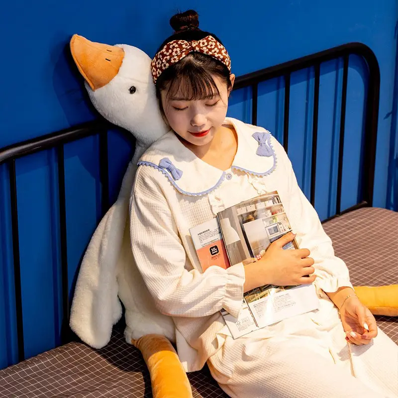 50cm-160cm Huge Cute Goose Plush Toys Big Duck Doll Soft Stuffed Animal Sleeping Long Pillow Cushion Christmas Gifts for Kids