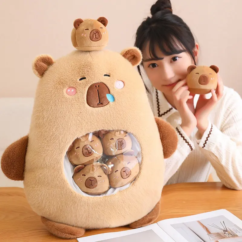 A Plushie Bag Pudding Toys Kawaii Doughnut Bag Mini Capybara Balls French Fries Cookies Dolls Biscuit Snacks Food Pillow