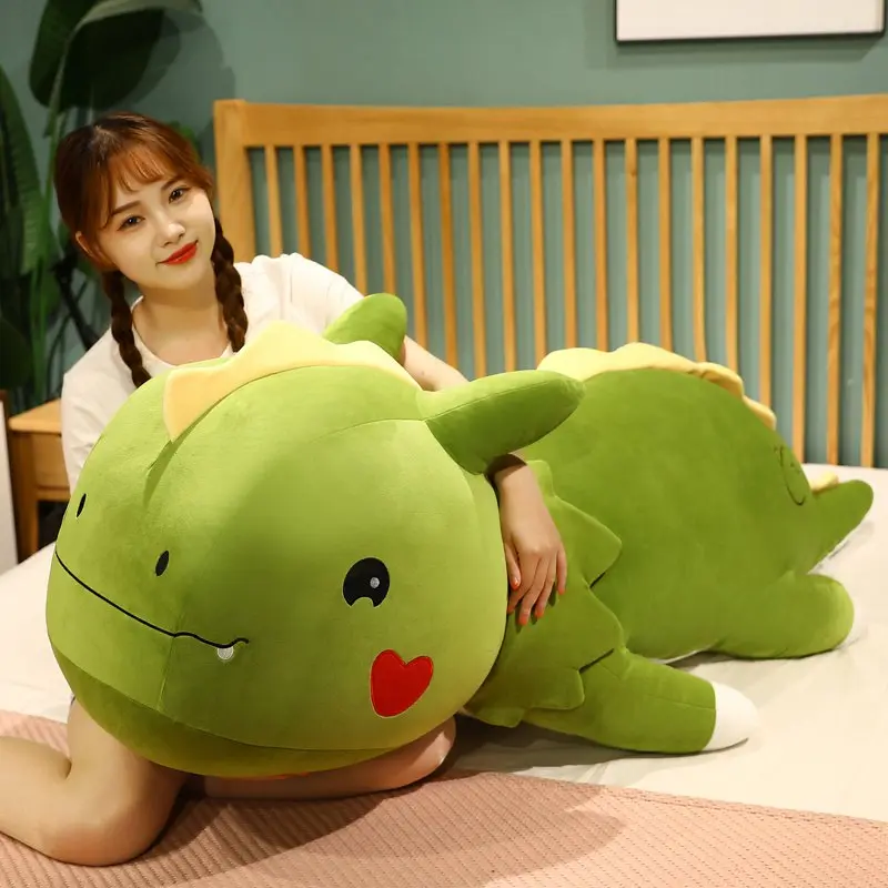 New Huggable Big Long Cute Dinosaur Plush Toy Soft Cartoon Animal Triceratops Stuffed Doll Boyfriend Pillow Girls Birthday Gift