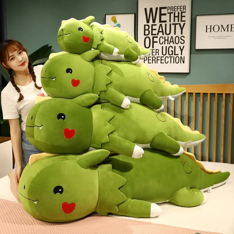 New Huggable Big Long Cute Dinosaur Plush Toy Soft Cartoon Animal Triceratops Stuffed Doll Boyfriend Pillow Girls Birthday Gift