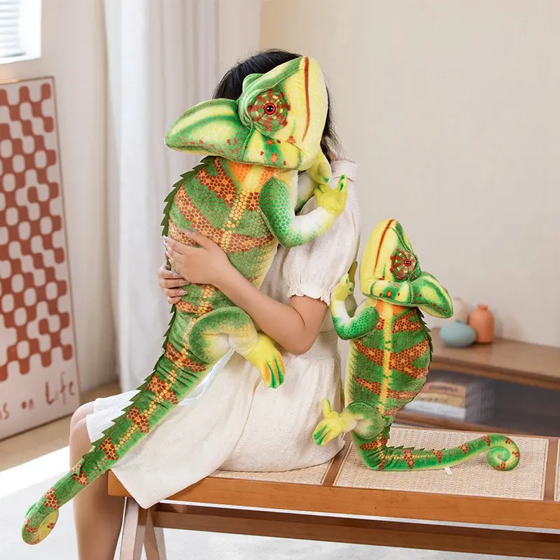 80CM/110CM Simulated Mane Lizard Doll Lifelike Chameleon Plush Toy Creative Boy Pillow Doll Birthday Gift Rag Doll