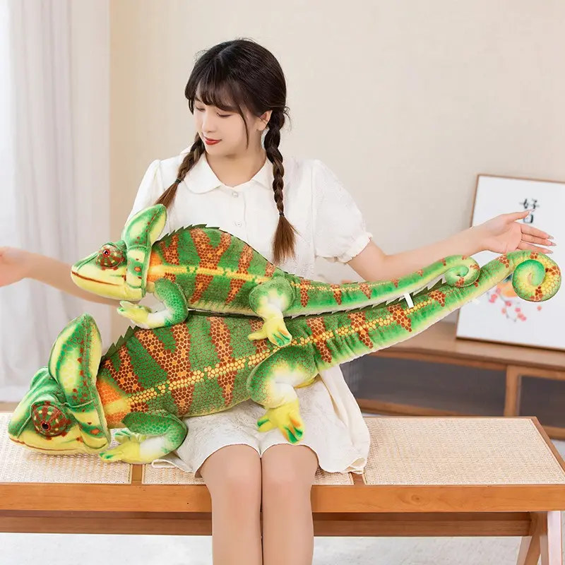 80CM/110CM Simulated Mane Lizard Doll Lifelike Chameleon Plush Toy Creative Boy Pillow Doll Birthday Gift Rag Doll