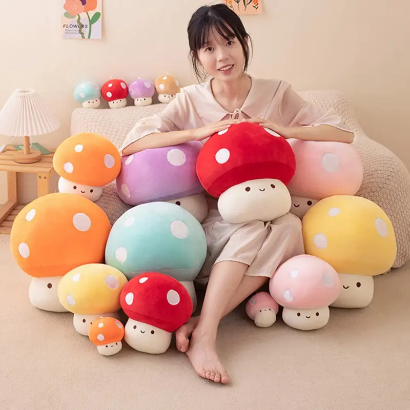 10cm Cartoon Macaron Color Mushroom Plush Toy Kawaii Plant Plush Mushroom Pendant Dolls Cute Toy for Children Girls Gifts