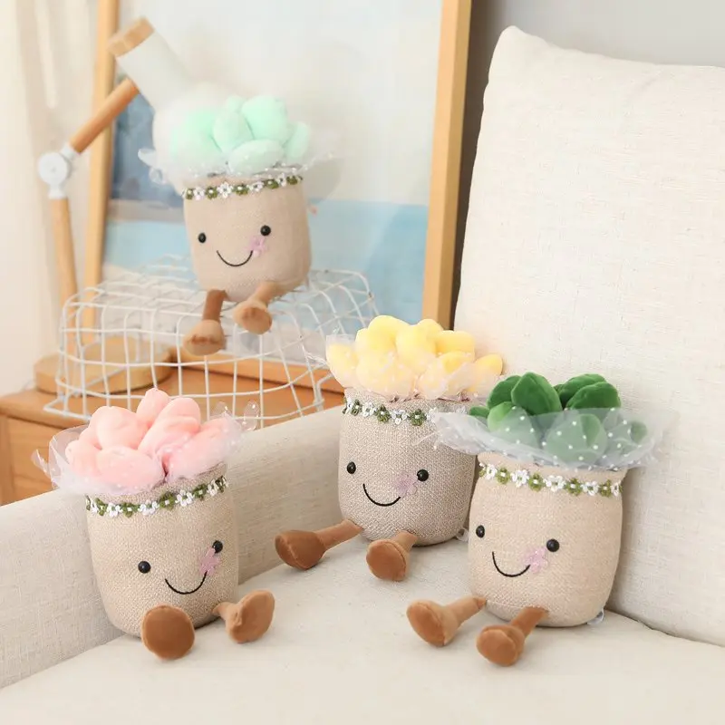 Lifelike Potted Plant Series Plush Toys Stuffed Soft Plants Bookshelf Decor Doll Creative Potted Flowers Pillow for Girls Gift