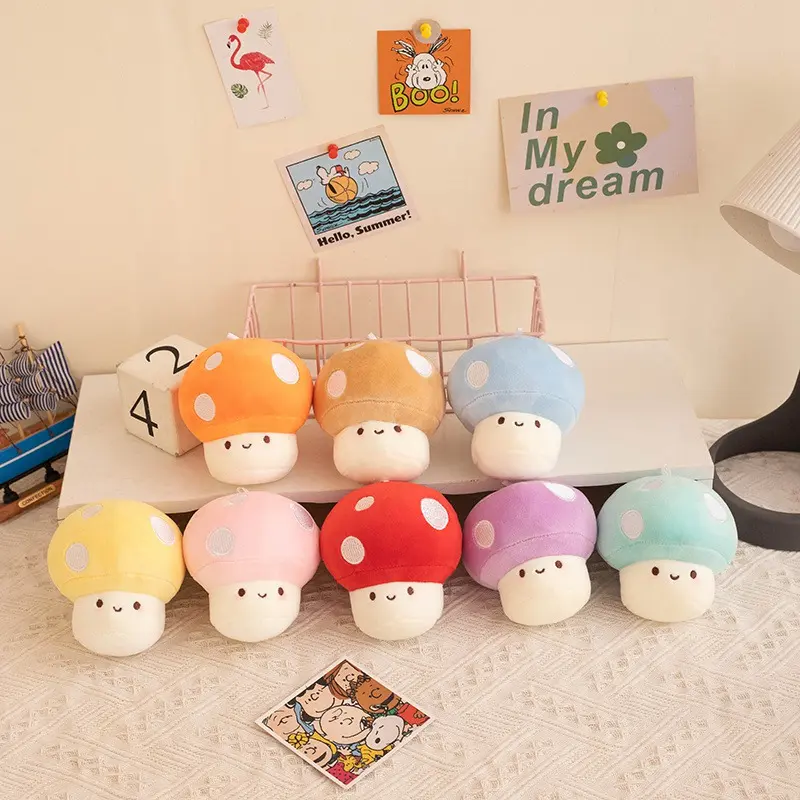 10cm Cartoon Macaron Color Mushroom Plush Toy Kawaii Plant Plush Mushroom Pendant Dolls Cute Toy for Children Girls Gifts