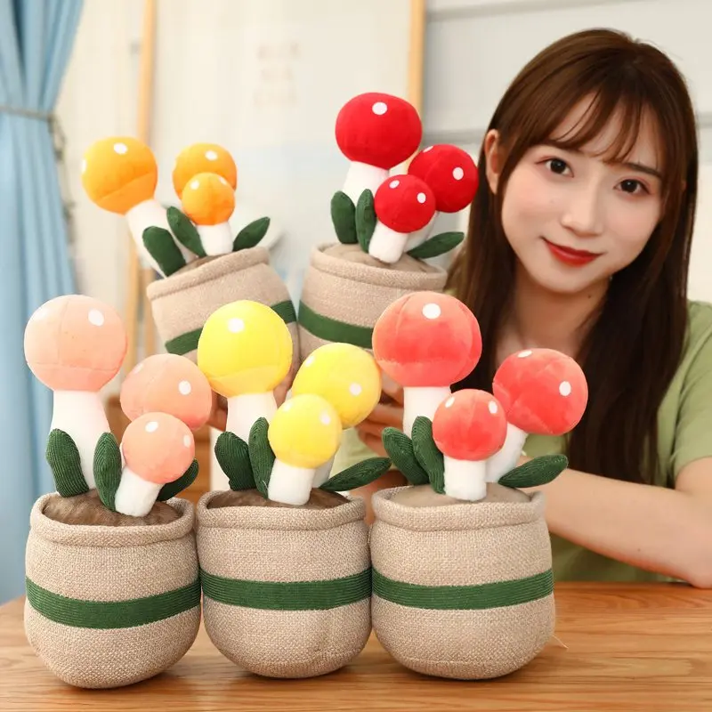 Lifelike Potted Plant Series Plush Toys Stuffed Soft Plants Bookshelf Decor Doll Creative Potted Flowers Pillow for Girls Gift