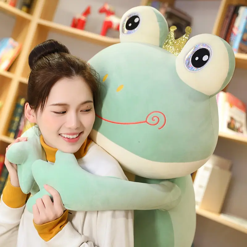 35cm-100cm Crown Frog Long Legs Plush Toy Soft Stuffed Cartoon Animal Frog Doll Baby Toys Kids Girls Birthday Gifts