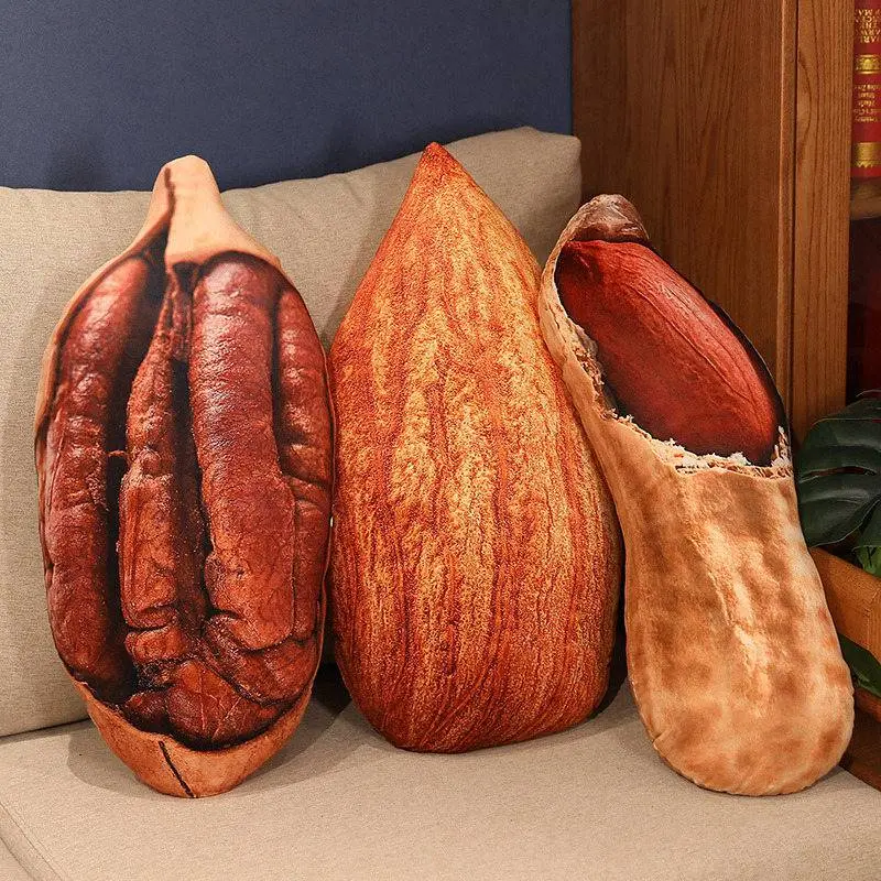 Simulation Nut Food Plush Toy Lifelike Snack Food Stuffed Toy Almond Pecans Pistachio Walnut Cashew Pillow Photography Props