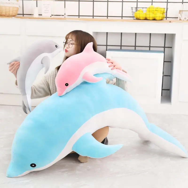 30-160CM Lovely Soft Dolphin Plush Toy Plush Cloth Doll Cotton Animal Nap Pillow Creative Children's Toys Birthday Gift Girl