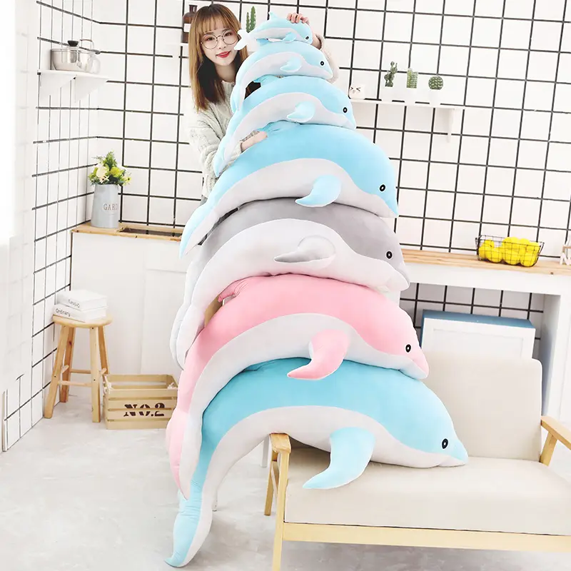 30-160CM Lovely Soft Dolphin Plush Toy Plush Cloth Doll Cotton Animal Nap Pillow Creative Children's Toys Birthday Gift Girl