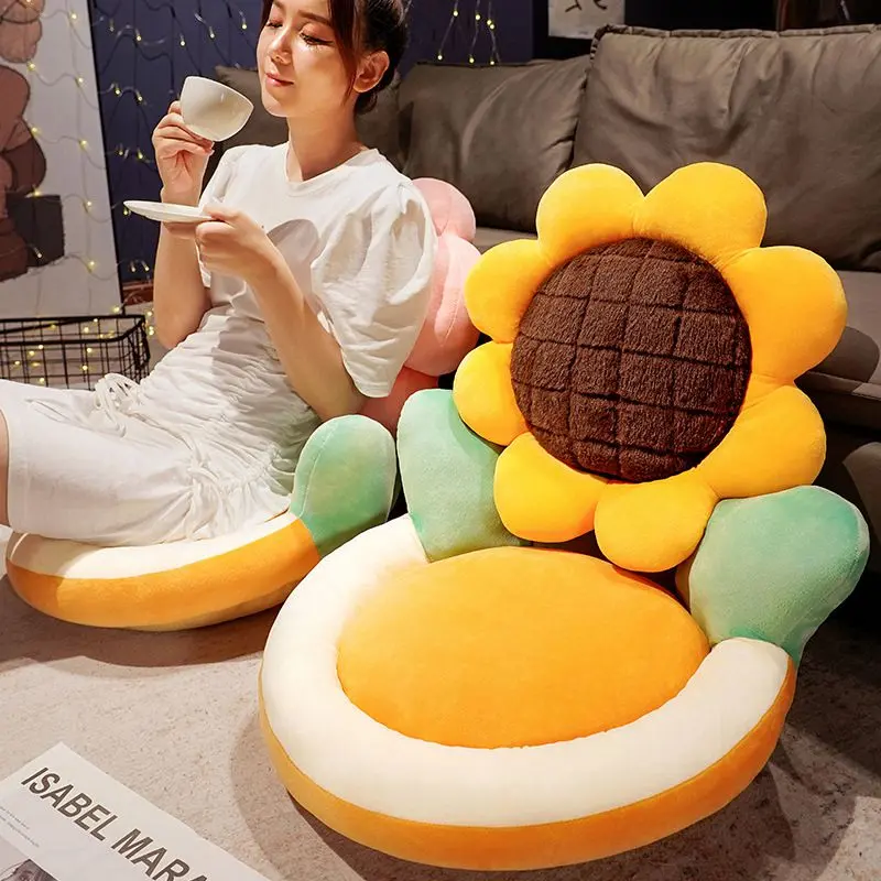 Big Fresh Flower Sunflower Plush Futon Cushion Chair Cushion Seat Lumbar Bedroom Floor Mat Plant Office Seat Cushion Gifts