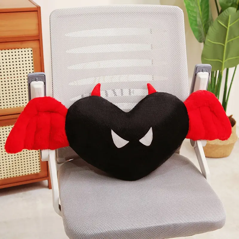 Lovely Plush Angel Heart Pillow Toy For Girlfriend Kids Festival Gift Soft Plush Stuffed Red Love Demon Heart Shape Pillow Toys