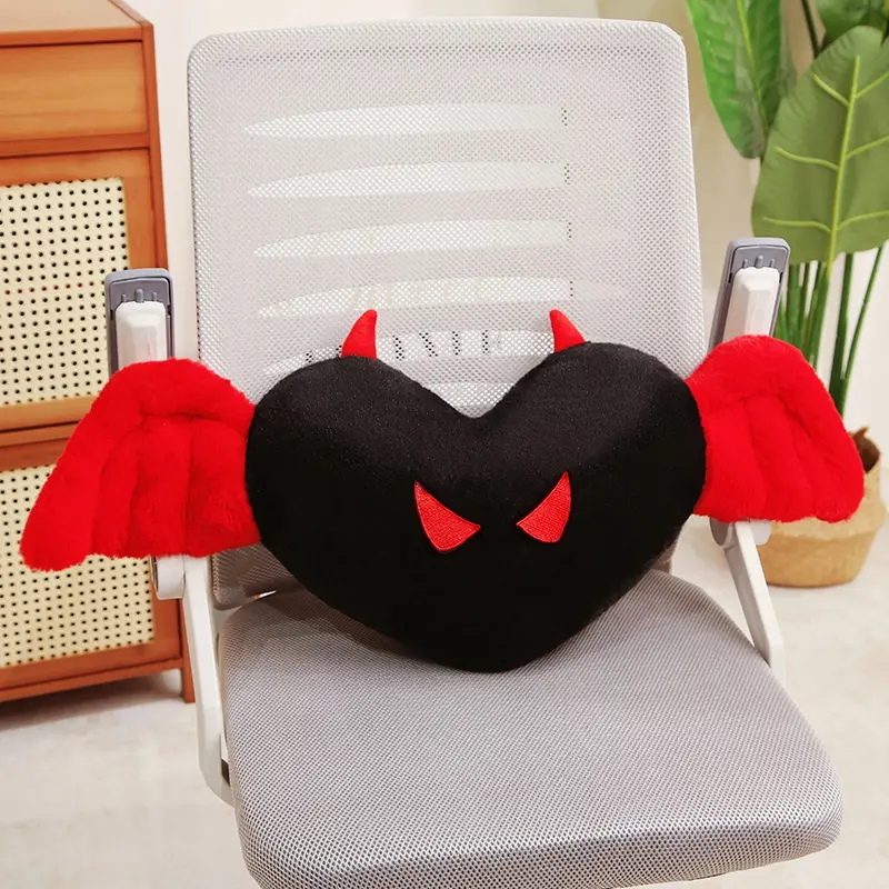 Lovely Plush Angel Heart Pillow Toy For Girlfriend Kids Festival Gift Soft Plush Stuffed Red Love Demon Heart Shape Pillow Toys