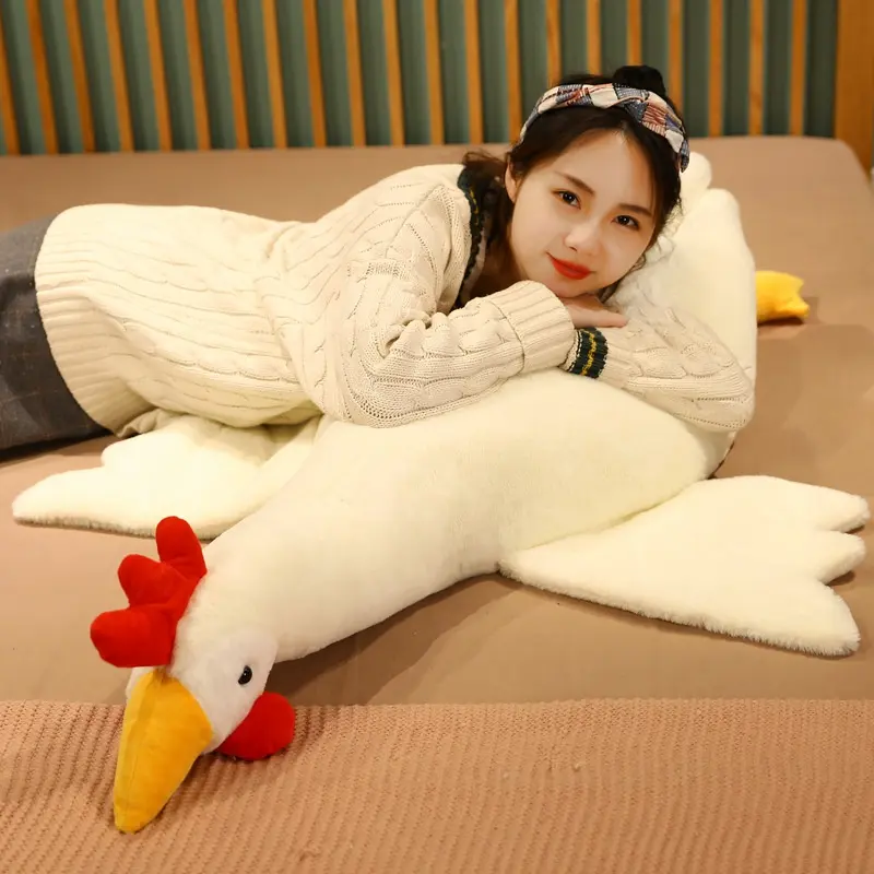 Giant Wings Yellow/White Chickens Plush Toy Stuffed Animal Cock Doll Sleep Long Cushion Boyfriends Pillow Birthday Gift