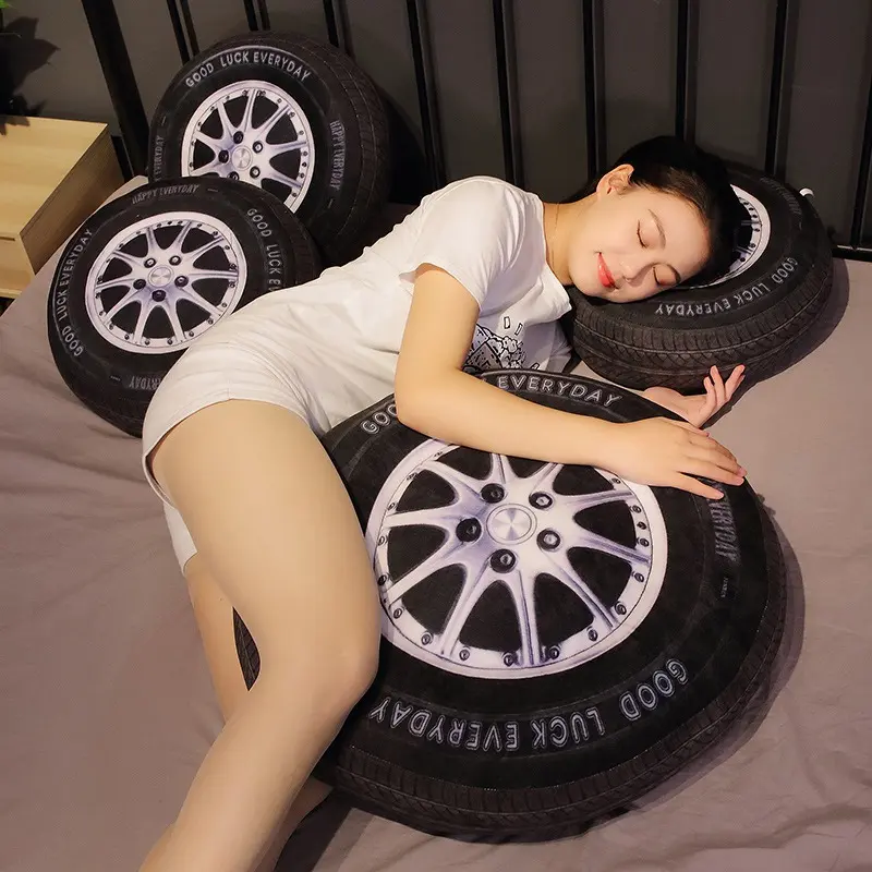 40cm/60cm Creative Auto Tire Sponge Plush Cushion Famous 3D Printed Cab Tire Plush Pillow Tube Car Simulation Plush Party Gift