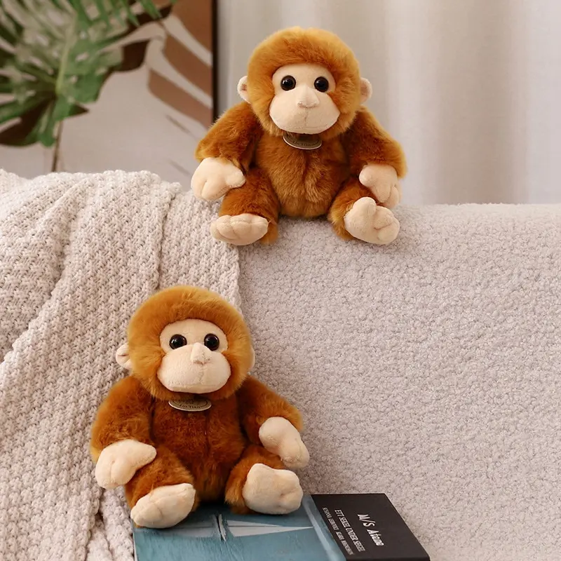 17cm Cute Soft Fluffy Monkey Plush Toy Stuffed Simulation Chimpanzees Doll Home Decoration Birthday Gift For Children