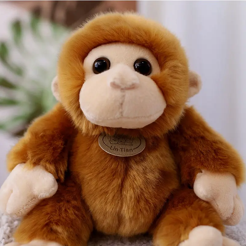 17cm Cute Soft Fluffy Monkey Plush Toy Stuffed Simulation Chimpanzees Doll Home Decoration Birthday Gift For Children