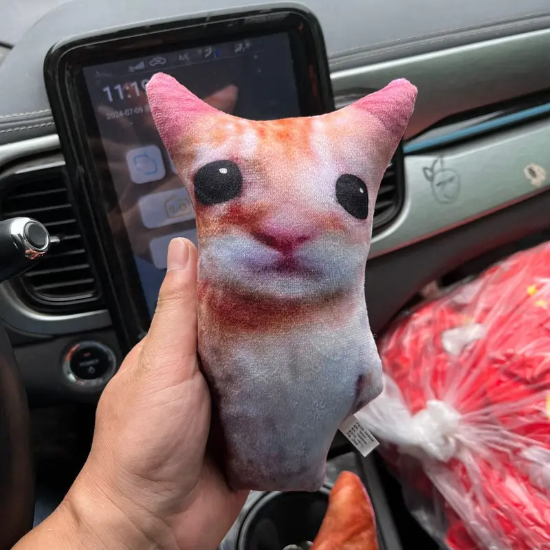Cute Double Sided Printing Cat Plush Toys Animal Cat Plush Interactive Pet Cat Plush Stuffed Doll Sofa Pillow Home Decoration