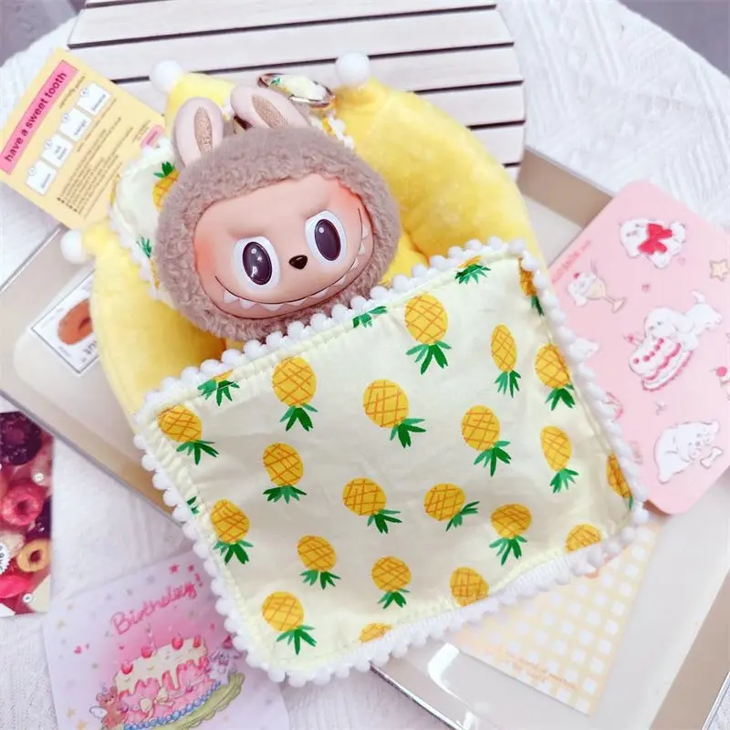 Doll Accessories Cozy Bedding Set for 17cm Labubu Dolls Cute Bed Pillow Quilt Essentials for Plush Companions Sleeping Gift