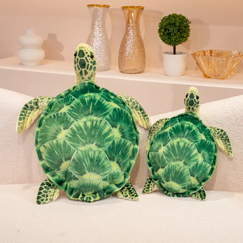 Cute Baby Super Green Simulation Stuffed Tortoise Realistic Sea Turtle Animal Plush Baby Toy Gift Hot Sale Home Decoration Gift