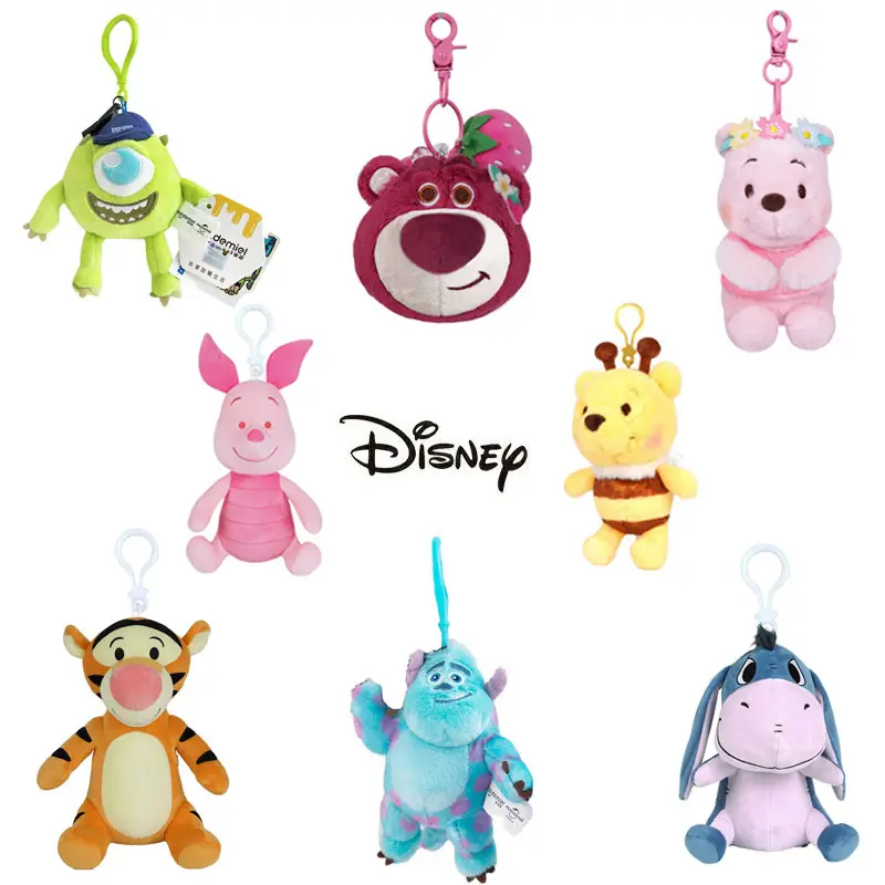 Original Disney Stitch Tigger Piglet Eeyore Win Keychain and Bag Pendant Anime Figure Lilo & Stitch Stuffed Animals & Plush Toys