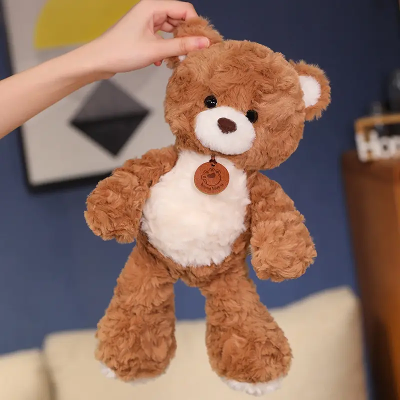 35/50/80CM Cute Classic Bear Plush Toys Kawaii Bear Claw Tag Necklace Bear Plushie Pillow Stuffed Soft Dolls for Kids Girls Gift
