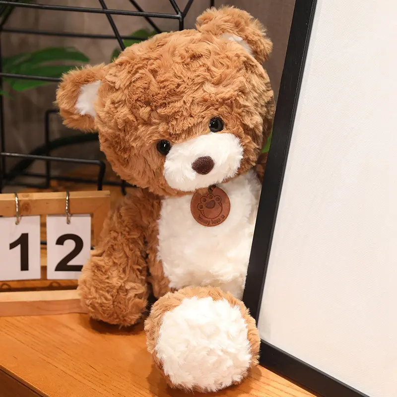 35/50/80CM Cute Classic Bear Plush Toys Kawaii Bear Claw Tag Necklace Bear Plushie Pillow Stuffed Soft Dolls for Kids Girls Gift