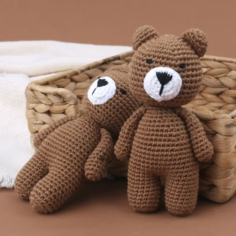 Baby Crochet Stuffed Bunny Toys Soft Cotton Knitted Plush Rabbit  Mini  Cuddle  For Newborn Early Educational Toy