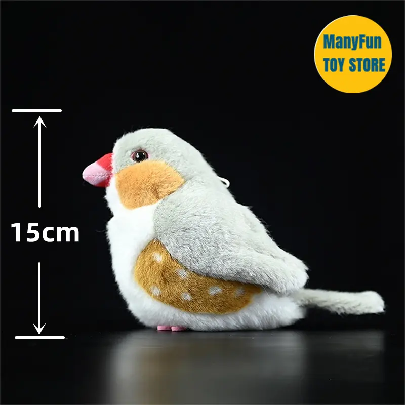 Realistic Zebra Finch High Fidelity Grey Pearl Bird Plushie Birds Peluche Lifelike Stuffed Animals Simulation Toy For Kids