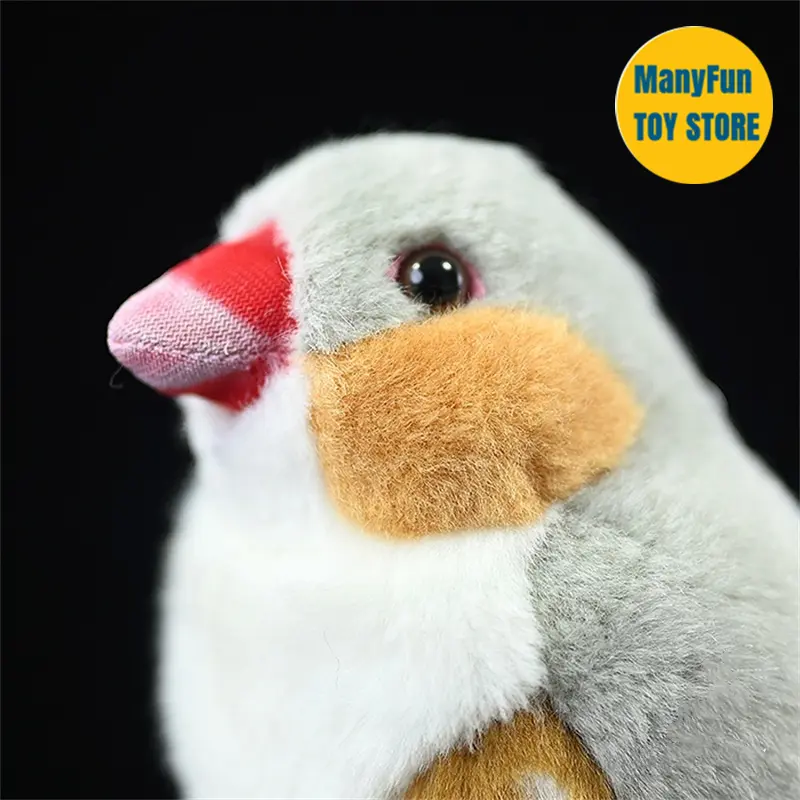 Realistic Zebra Finch High Fidelity Grey Pearl Bird Plushie Birds Peluche Lifelike Stuffed Animals Simulation Toy For Kids