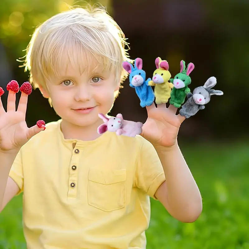 Finger Puppets Plush Bunny Interactive Toys Set Of 5 Plush Cute Animal Puppets Doll For Children Shows Playtime Schools Birthday