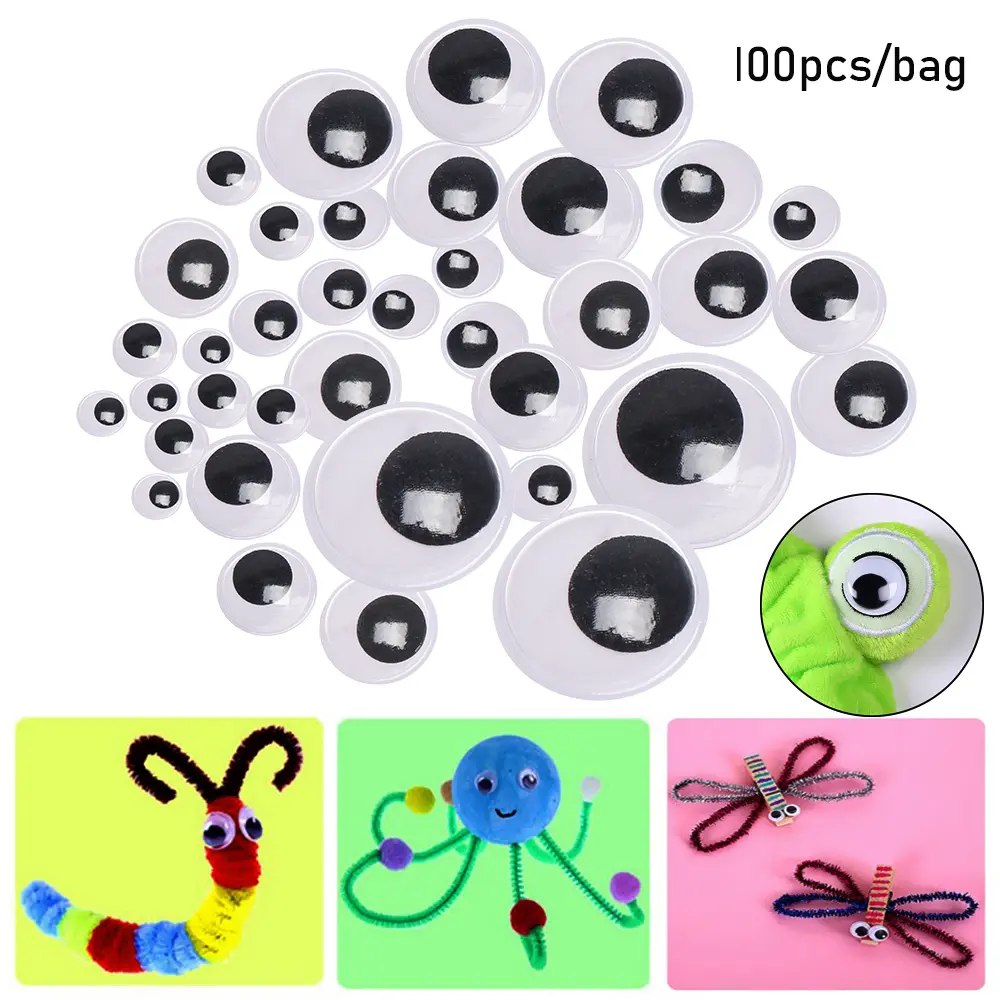 100Pcs/Pack Plastic Doll Eyes DIY Dolls Stuffed Toys Eye Puppet Dinosaur Eyes Not Self-adhesive Plush Doll Accessories