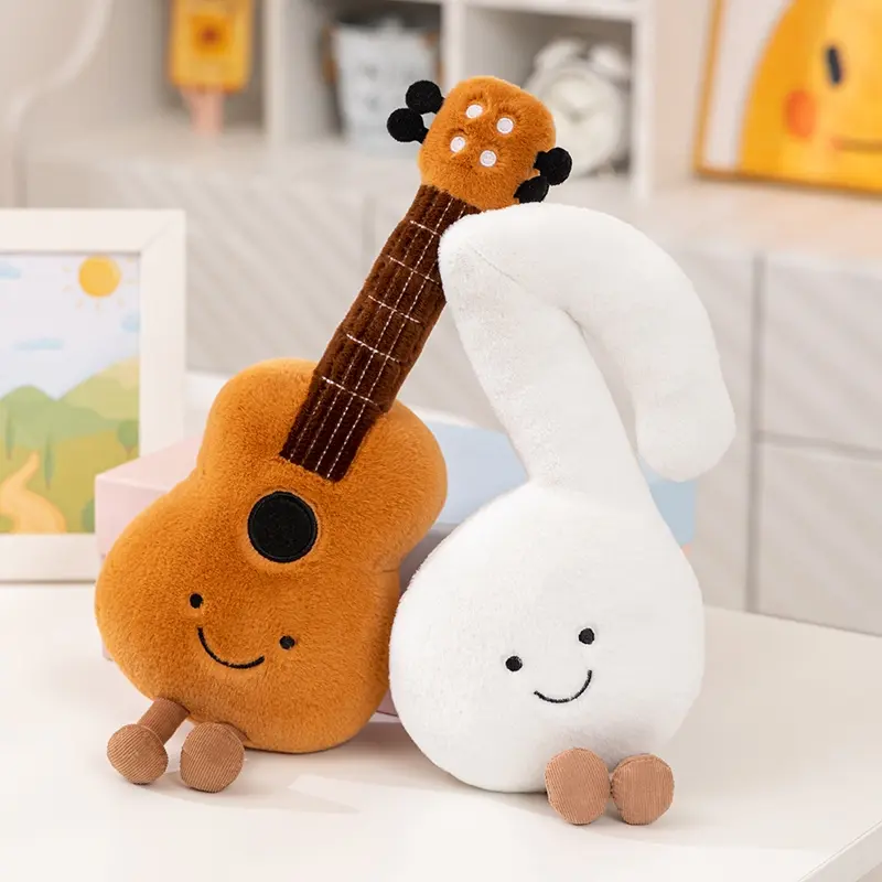Adorable Musical Plush Toy Soft Violin Guitar Pipa Tuning Fork Note Stuffed Doll Instrument Gift for Kids Music Lover Home Decor