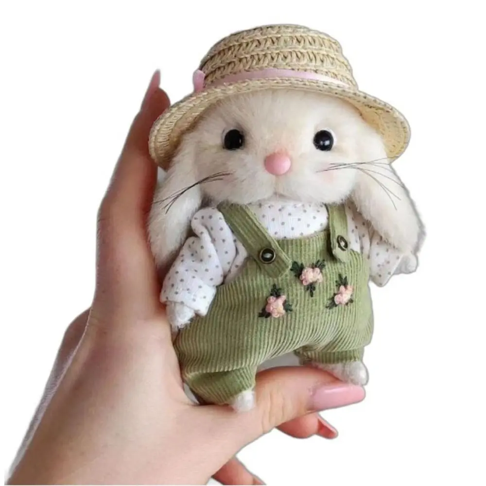 Plush Stuffed Garden Bunny Plush Toys Clothes and Hats Charms Gardener Little Rabbit Doll Soft Handmade Rabbit Plush Doll