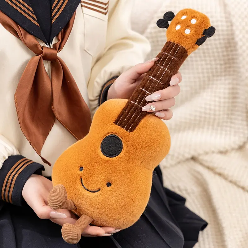 Adorable Musical Plush Toy Soft Violin Guitar Pipa Tuning Fork Note Stuffed Doll Instrument Gift for Kids Music Lover Home Decor