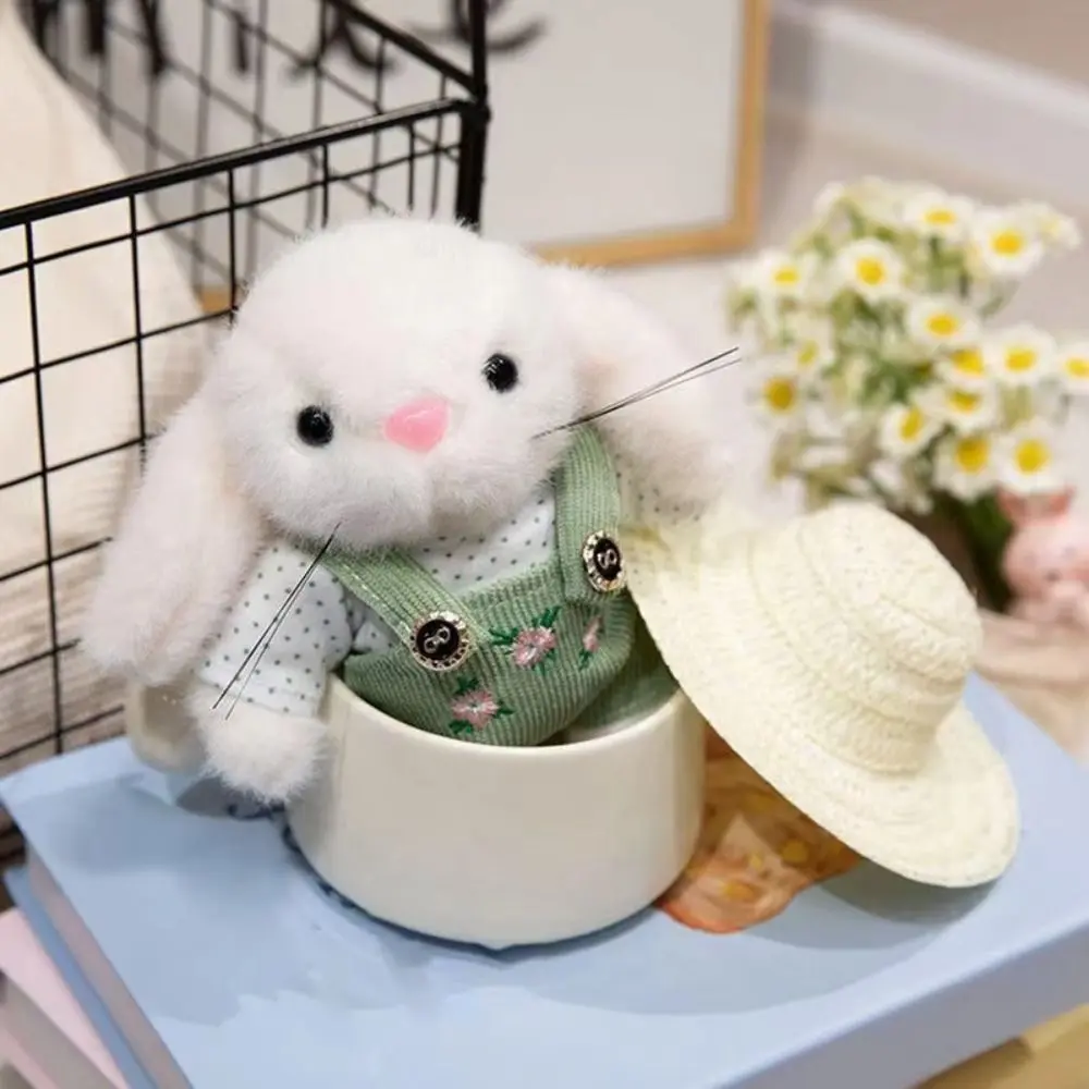 Plush Stuffed Garden Bunny Plush Toys Clothes and Hats Charms Gardener Little Rabbit Doll Soft Handmade Rabbit Plush Doll