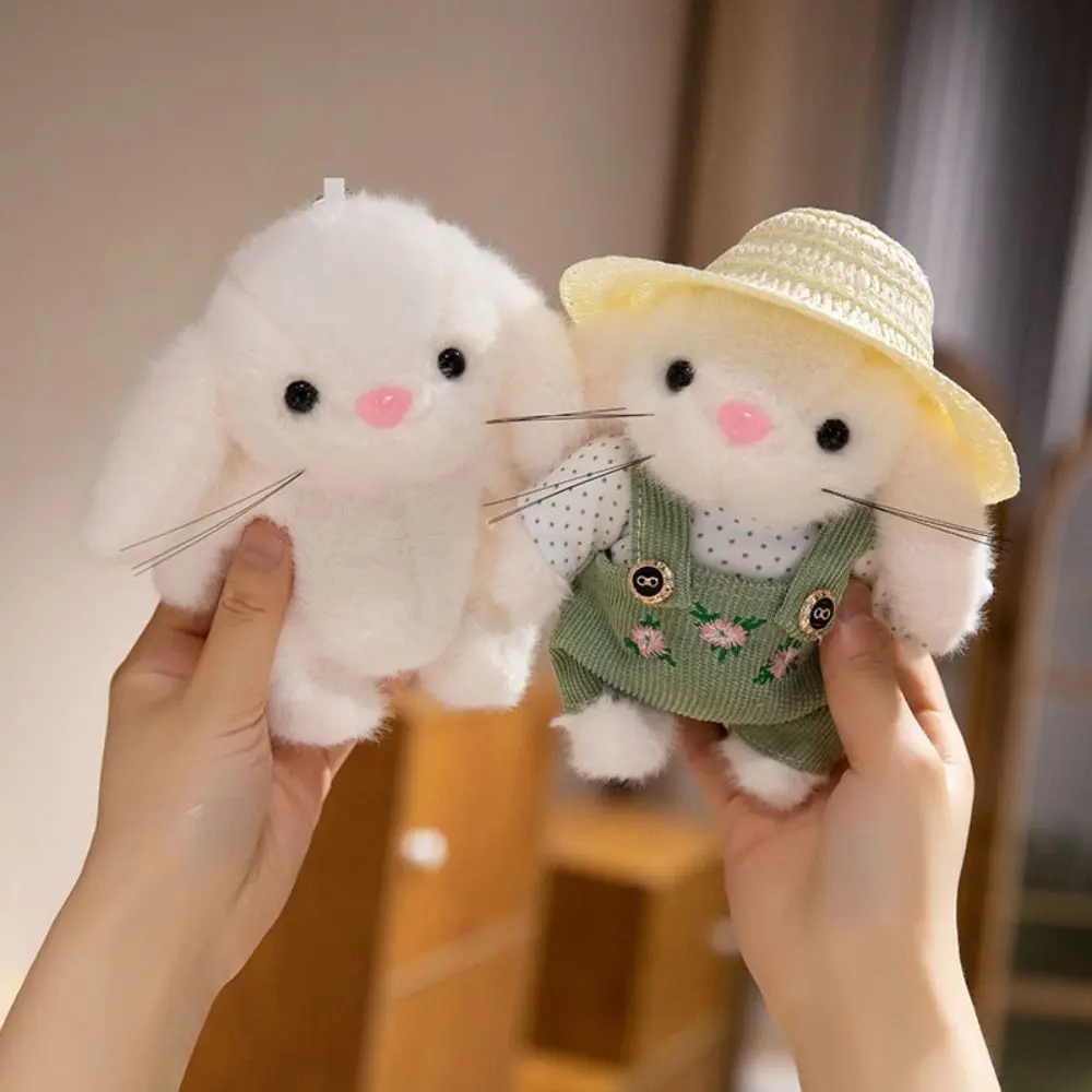 Plush Stuffed Garden Bunny Plush Toys Clothes and Hats Charms Gardener Little Rabbit Doll Soft Handmade Rabbit Plush Doll
