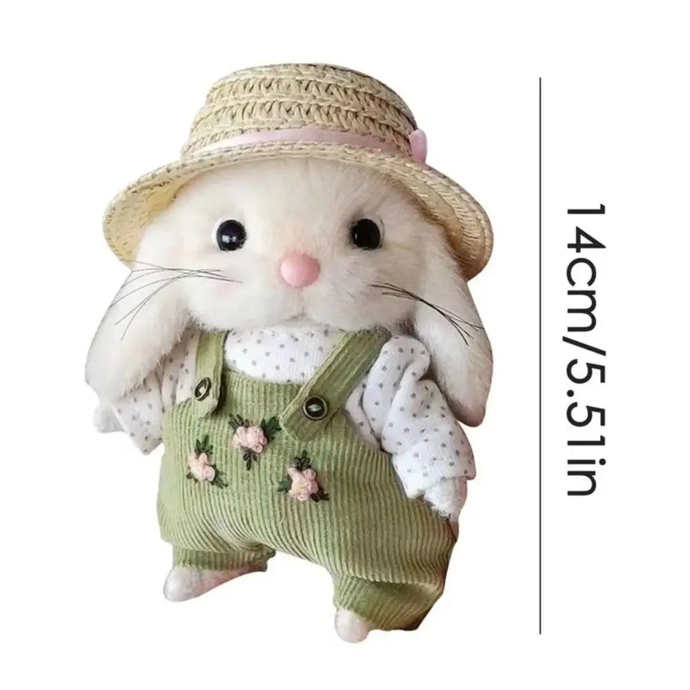 Plush Stuffed Garden Bunny Plush Toys Clothes and Hats Charms Gardener Little Rabbit Doll Soft Handmade Rabbit Plush Doll
