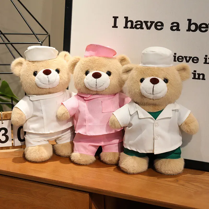 30cm Cute Standing Dr. Bear/Doctor/Nurse Plush Toy Stuffed Soft Bear Doll Home Decor Graduation Gifts for Kids Children Girls