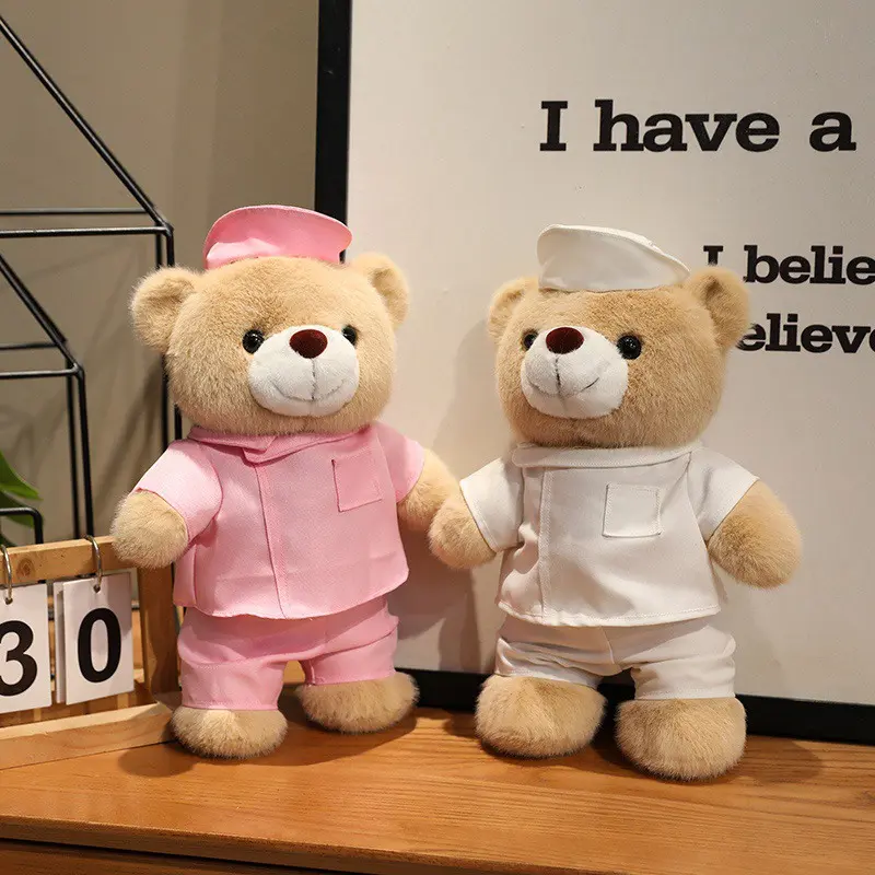 30cm Cute Standing Dr. Bear/Doctor/Nurse Plush Toy Stuffed Soft Bear Doll Home Decor Graduation Gifts for Kids Children Girls