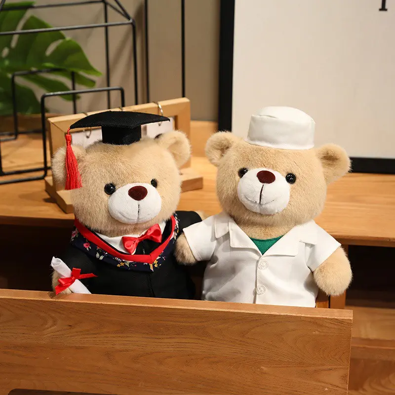 30cm Cute Standing Dr. Bear/Doctor/Nurse Plush Toy Stuffed Soft Bear Doll Home Decor Graduation Gifts for Kids Children Girls